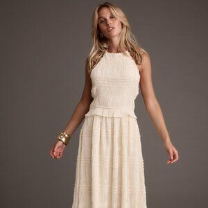 12th Tribe Quinn Ivory High Neck Shimmer Chiffon Maxi Dress Size XLXL